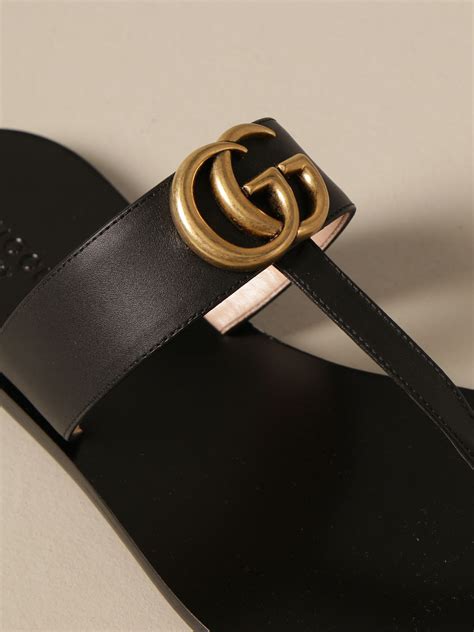 gucci marmont leather sandal|Gucci Marmont leather thong sandals.